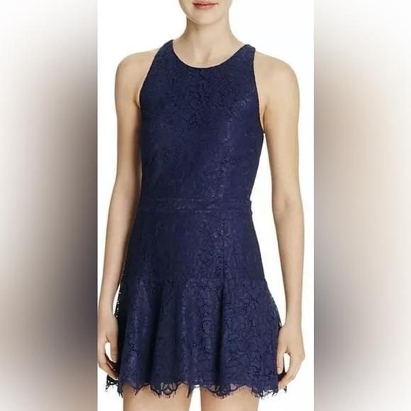 Joie Navy Blue Lace Fit And Flare Sleeveless Dress size 0 - Picture 10 of 10